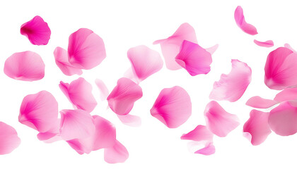 Fototapeta premium Flying Pink Petals: Isolated on Transparent or White Background 