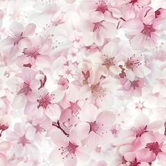 seamless pattern of cherry blossoms in soft shades of pink and white