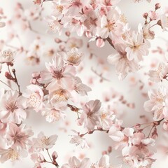 Obraz premium seamless pattern of cherry blossoms in soft shades of pink and white