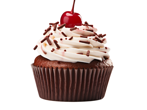 a cupcake with a cherry on top - Powered by Adobe