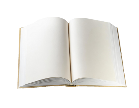 Blank opened book mockup,  isolated on transparent or white background