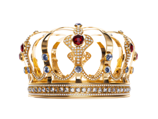 a gold crown with gemstones