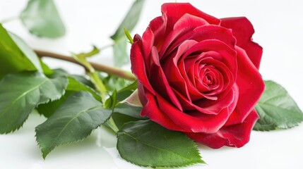 Naklejka premium Red rose flower isolated on a white background