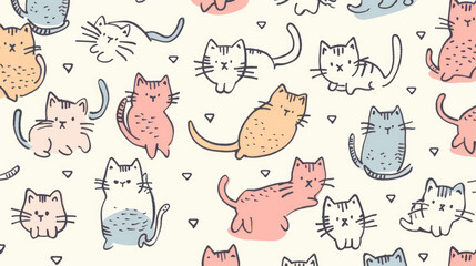 Cute cat doodle pattern