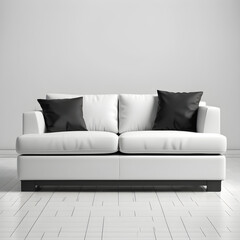 a modern interior of black and white sofa isolated on trans parent white back ground