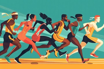 Vibrant Runners Competing in Colorful Competitive Race