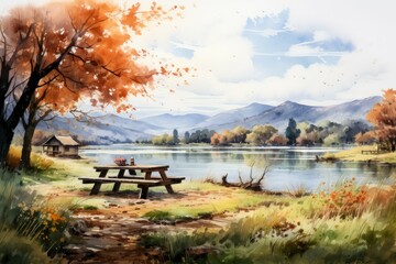 Fototapeta premium Countryside picnics - Generative AI