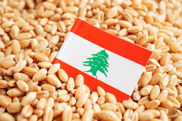 Lebanon flag on grain wheat, trade export and economy concept.