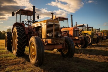 Fototapeta premium Vintage tractors - Generative AI