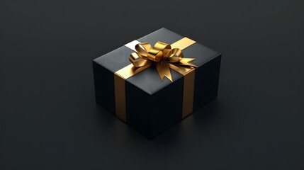 黒い箱とに金のリボンがついたプレゼント