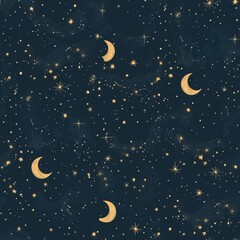 Fototapeta premium seamless pattern of starry night sky with twinkling stars and a crescent moon