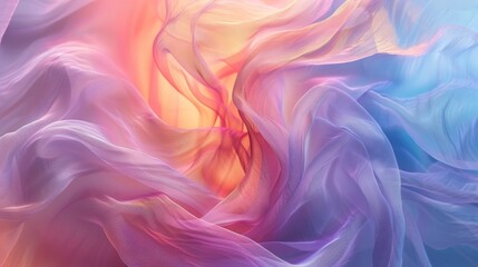 Obraz premium Abstract colorful fabric with flowing waves, creating a dreamy, ethereal atmosphere. Perfect for backgrounds or textures.