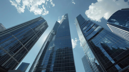 Fototapeta premium Modern Corporate Skyscraper with Modern Business Office Towers