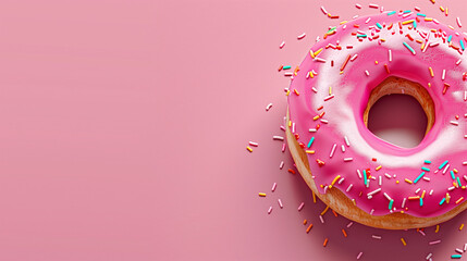 delicious donut advertisement banner with copy space for text