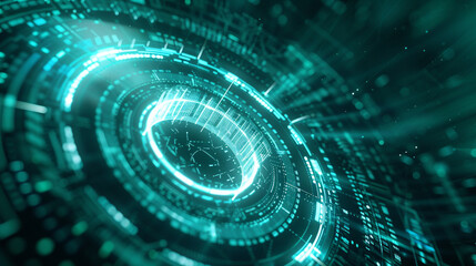 Futuristic energy in radiant aquamarine circles, perfect for tech-themed ad campaigns,