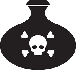 Bottle of poison or poisonous chemical toxin with crossbones label vector icon for games and websites