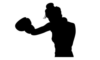 silhouette of female boxing athlete