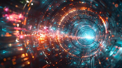 Obraz premium Quantum Computing Entanglement Futuristic Digital Art Visualization of Technological Innovation