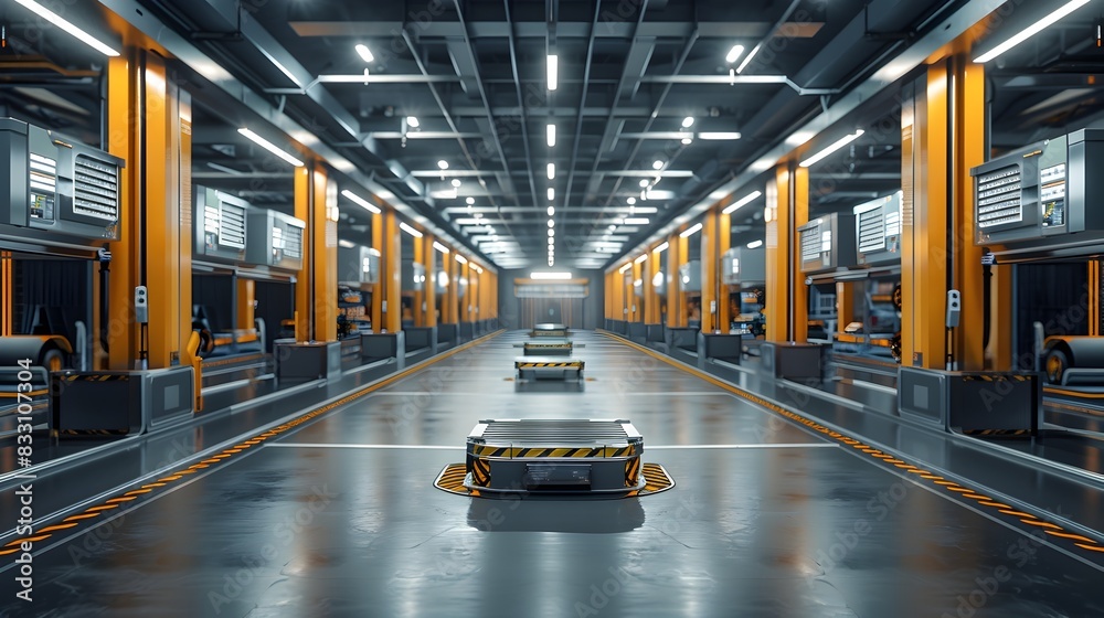 Poster Automated Futuristic Logistics Hub with Efficient Sorting and Delivery Systems