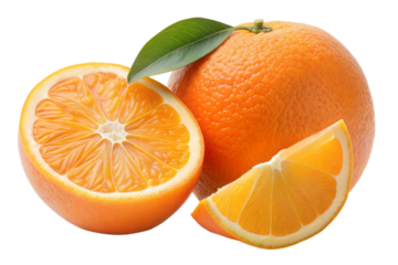 Whole Orange and Orange Wedge Cut-out Image
