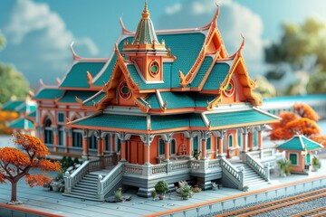 Colorful Thai Train Station