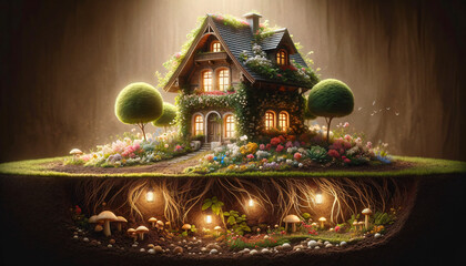 Enchanted Cottage in a Fairy-Tale Forest