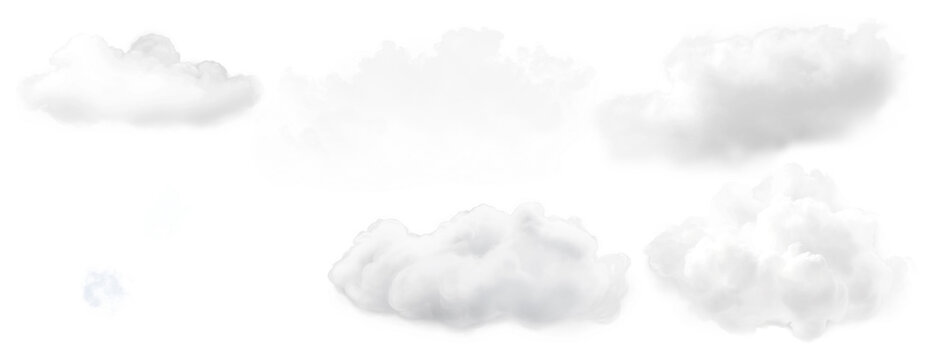 watercolor of white floating cloud set