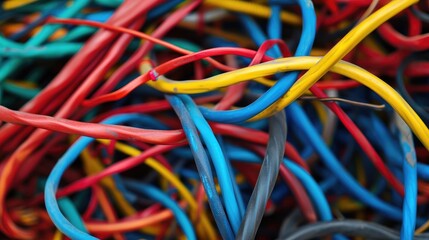 Close up of cable mess