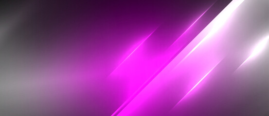 Obraz premium Neon dynamic diagonal light rays background. Techno digital geometric concept design for wallpaper, banner, presentation, background
