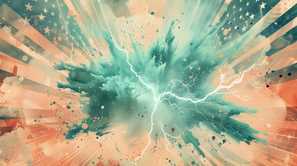 Teal and peach lightning abstract on a brochure for vibrant campaigns,