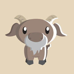 Goat vector with detailed illustration of light and shadow
