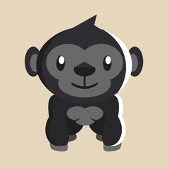 Gorilla vector with detailed illustration of light and shadow