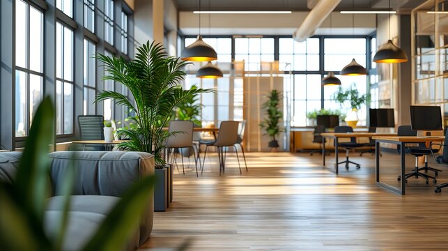 11. A modern office space with clean lines and natural light, ideal for professional messaging