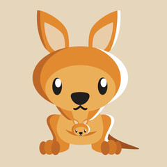 Kangaroo vector with detailed illustration of light and shadow