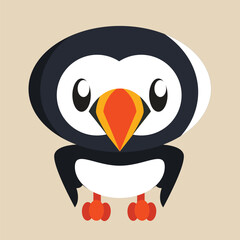 Puffin Bird vector with detailed illustration of light and shadow