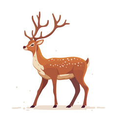 a deer with a snowflakes on its face stands in the snow.