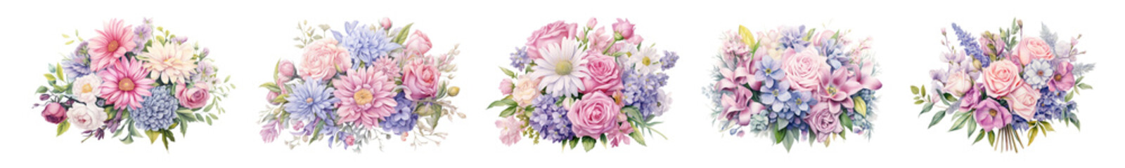 Fototapeta premium colorful flower bouquet illustration set