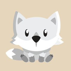 White Fox vector with detailed illustration of light and shadow