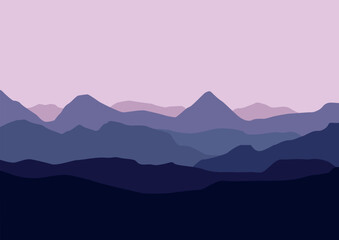 Mountains nature landscape. Vector illustration in flat style.