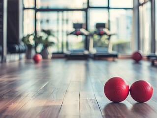 Obraz premium Wellness Activities in a Clean Gym Environment with Yoga Balls and Exercise Equipment