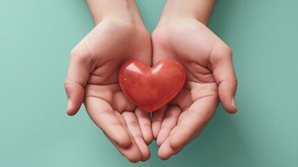 Fototapeta premium 9. A pair of hands holding a heart-shaped object, conveying love and care