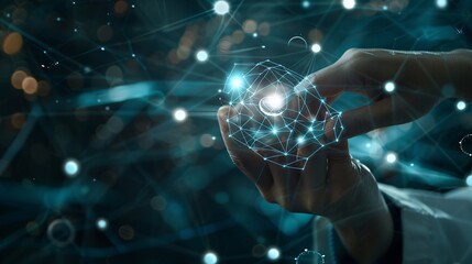 Medicine doctor and stethoscope in hand touching Ui and icon future of medical technology.