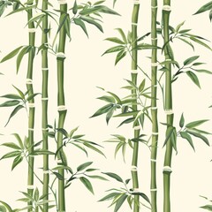 Obraz premium seamless pattern of bamboo stalks and delicate leaves