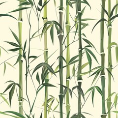 Obraz premium seamless pattern of bamboo stalks and delicate leaves