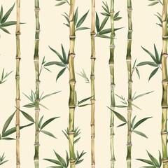 Obraz premium seamless pattern of bamboo stalks and delicate leaves