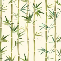 Obraz premium seamless pattern of bamboo stalks and delicate leaves
