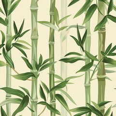 Obraz premium seamless pattern of bamboo stalks and delicate leaves
