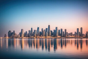Obraz premium city skyline at sunset