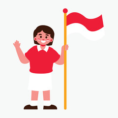 Child Holding Indonesia Flag