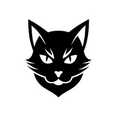 Angry cat logo design vector art illustration